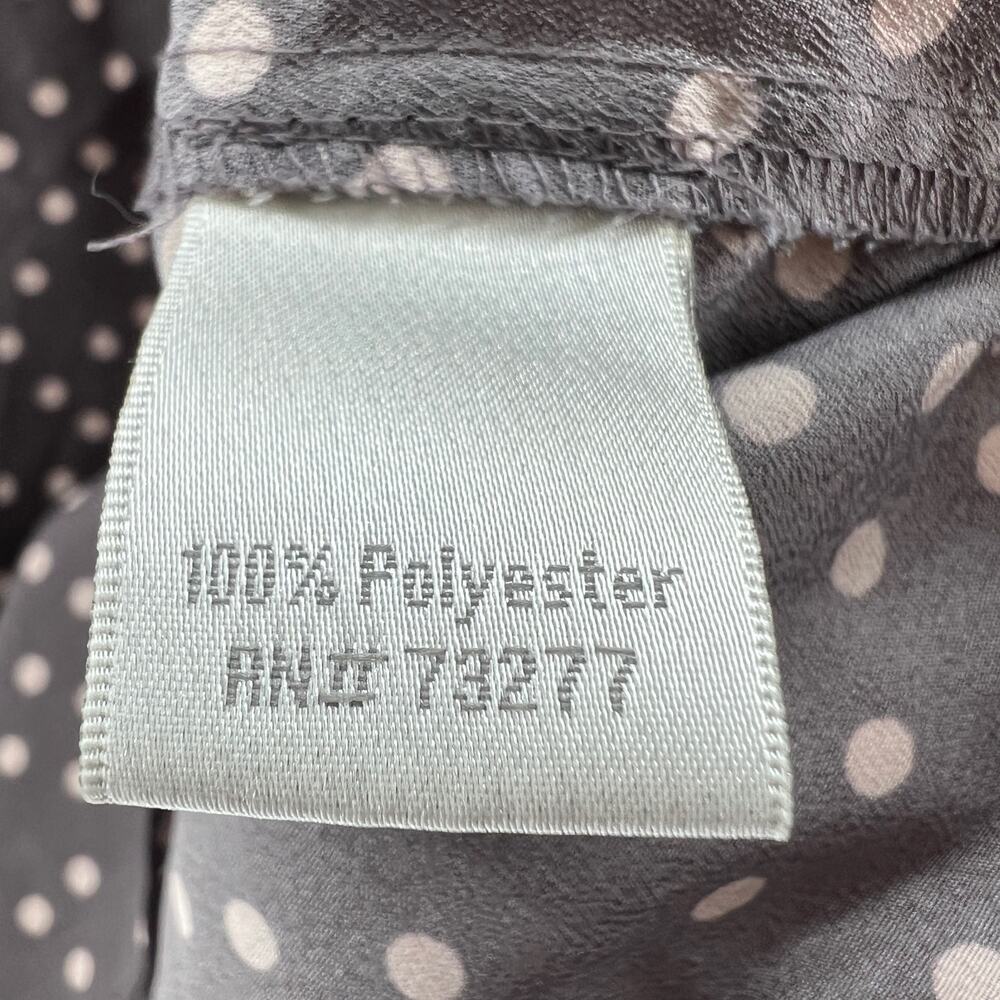 LC Lauren Conrad MEDIUM Gray Brown Polka Dot Pleated Bow Chiffon Top Blouse - Picture 8 of 9